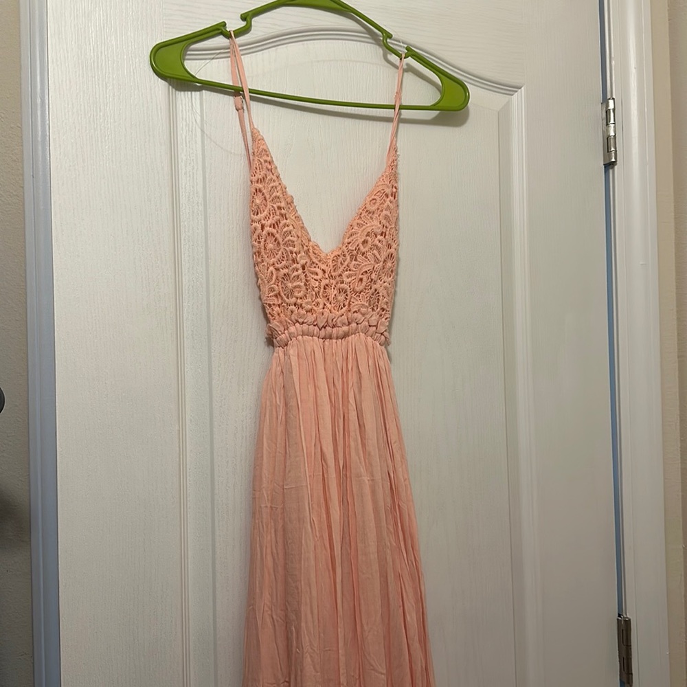 Pink Fashion Nova long dress with open back XS